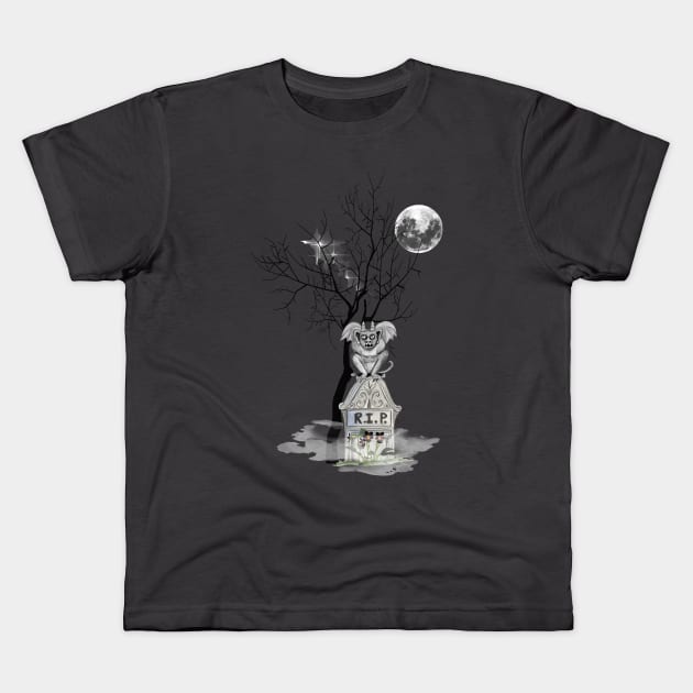 Graveyard Shift Gray Kids T-Shirt by MerryMakewell